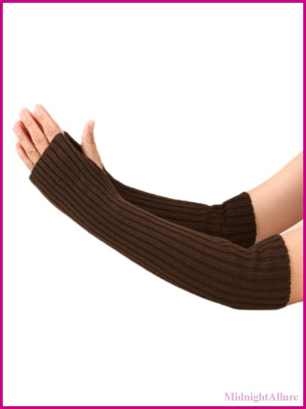 Long Fingerless Knit Arm Warmers Thumb Hole Typing Gloves